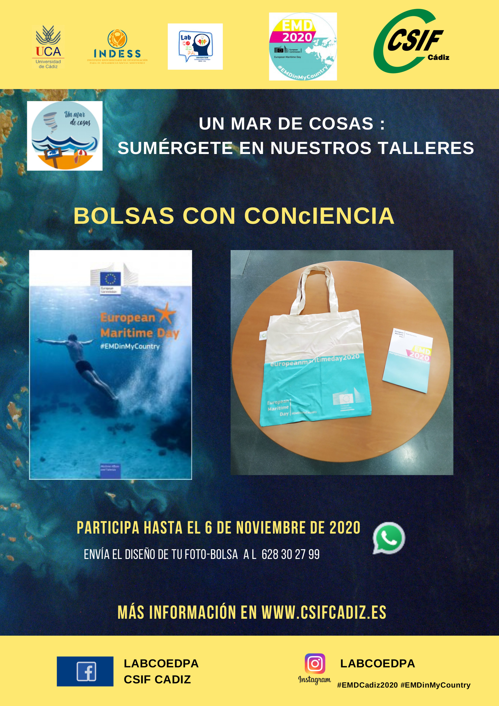 El Instituto Universitario de Investigación y Desarrollo Social Sostenible (INDESS) pone en marcha el proyecto ‘Un mar de cosas, sumérgete en nuestros talleres’ desarrollando la iniciativa ‘Bolsas ConCiencia para celebrar la efeméride del Día Mundial de la Concienciación de los Tusunamis
